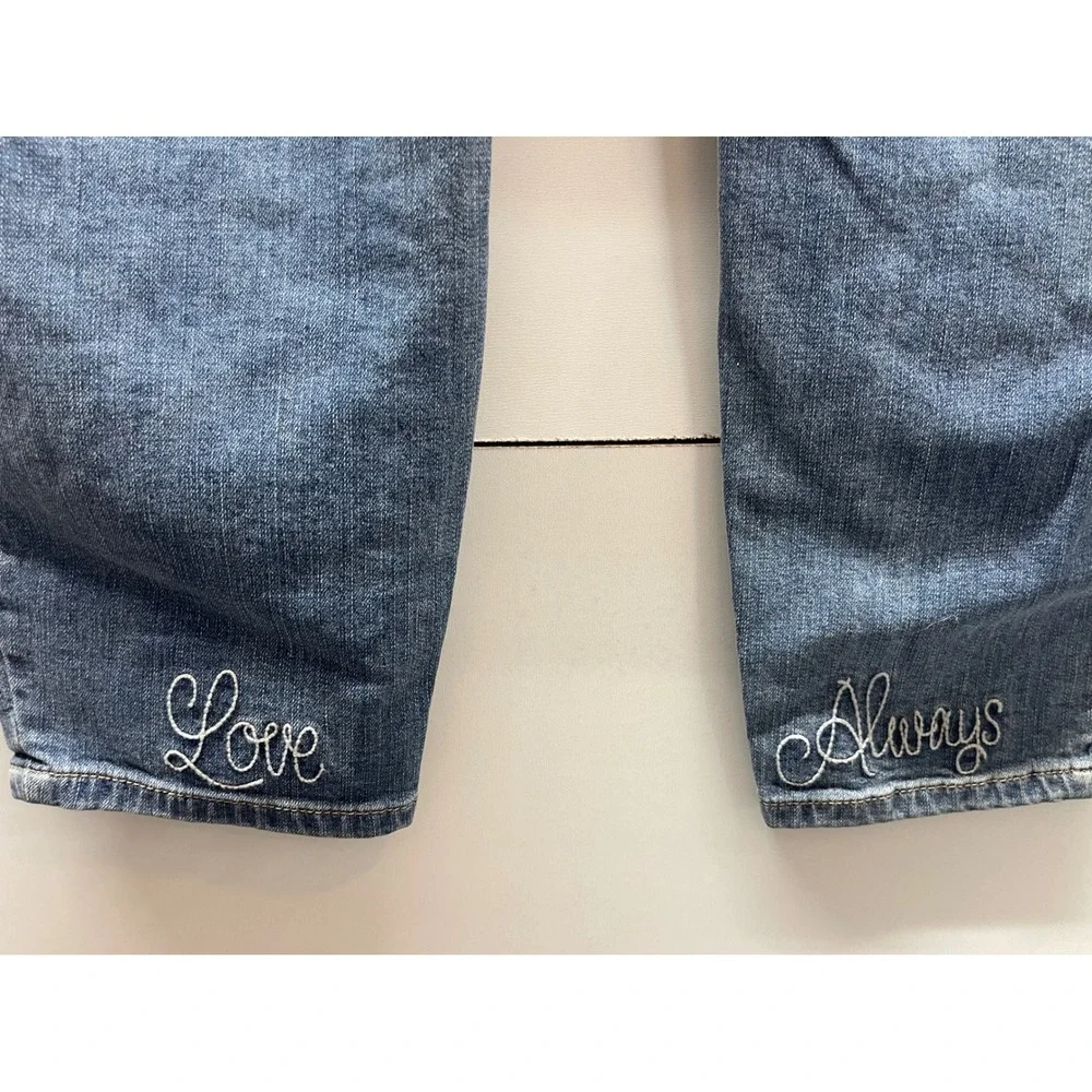 Torrid Denim‎ 14T Medium Wash Embroidered Skinny Jeans Follow Your Heart NWT